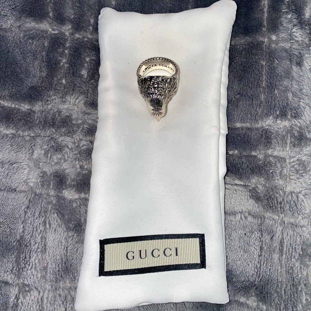 Silver Gucci Loved Eagle Head Ring
